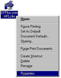 Start / Settings / Printers, Right click and select Printer Properties